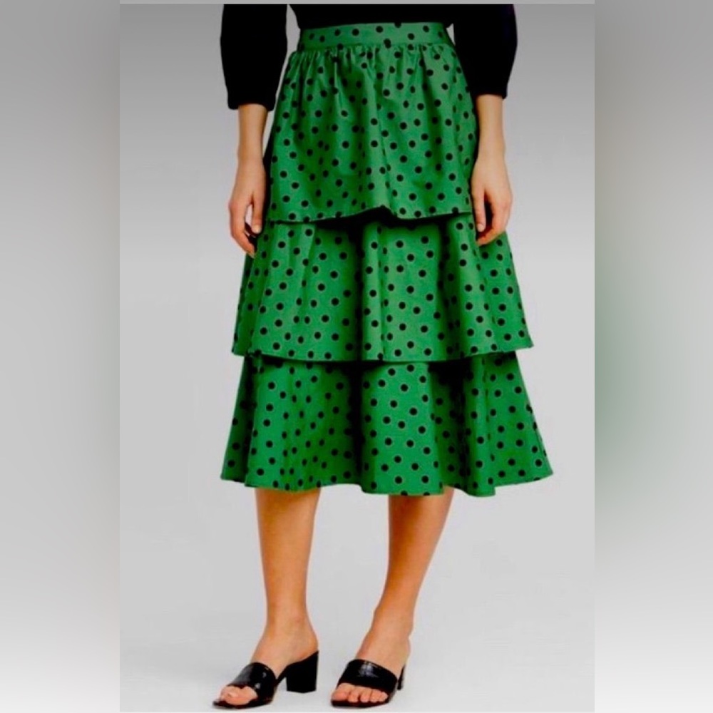 Who What Wear - Women's Polka Dot Mid-Rise Tiered Ruffle Midi Skirt